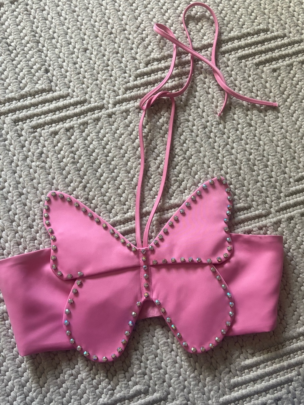 NWT Wicked x Forever 21 Pink Butterfly Rhinestone Halter Top – Size L
